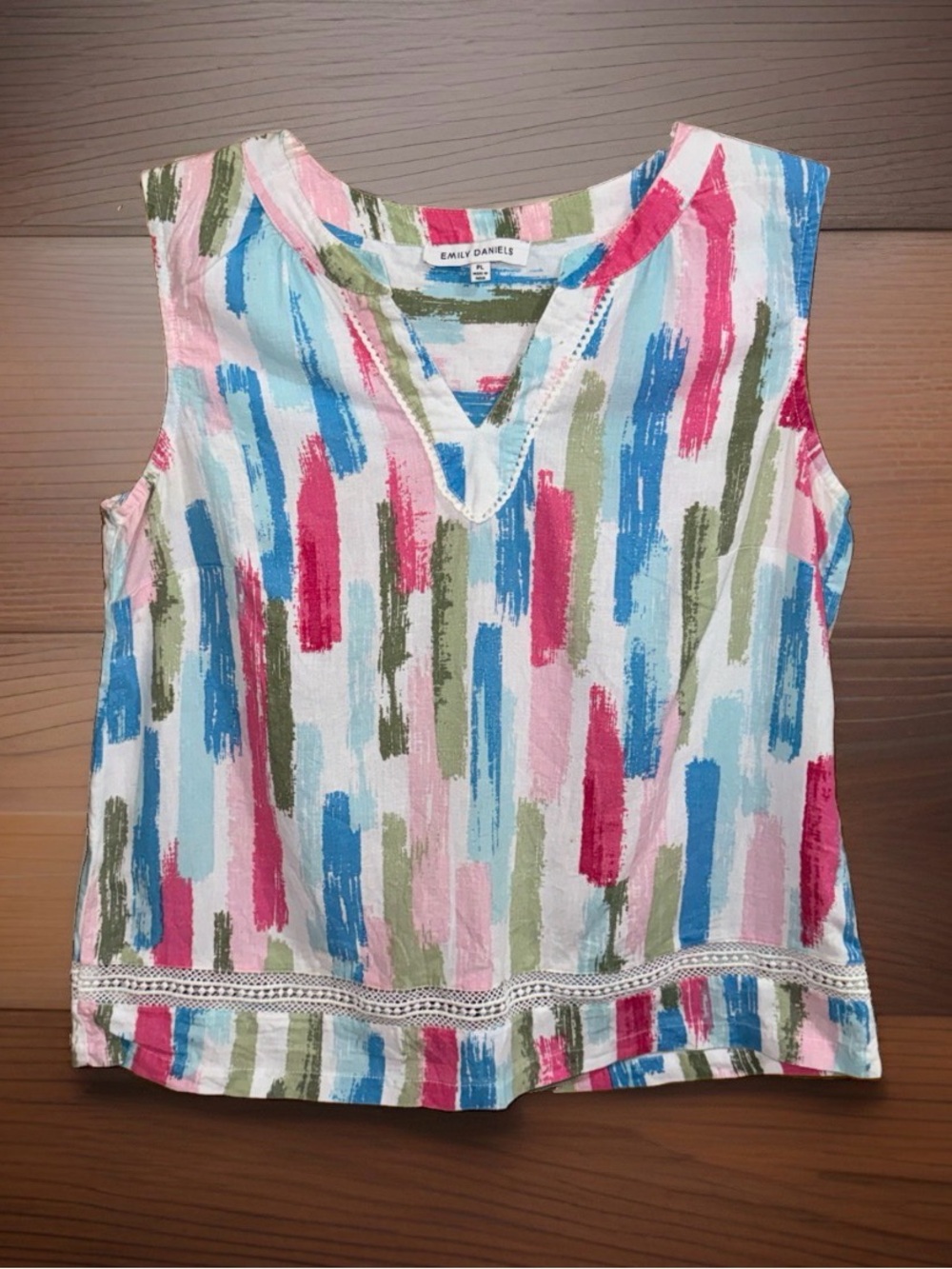 Emily Daniels Multicolor Brushstroke Sleeveless Top - Pink/Blue/Green-PL-EC
